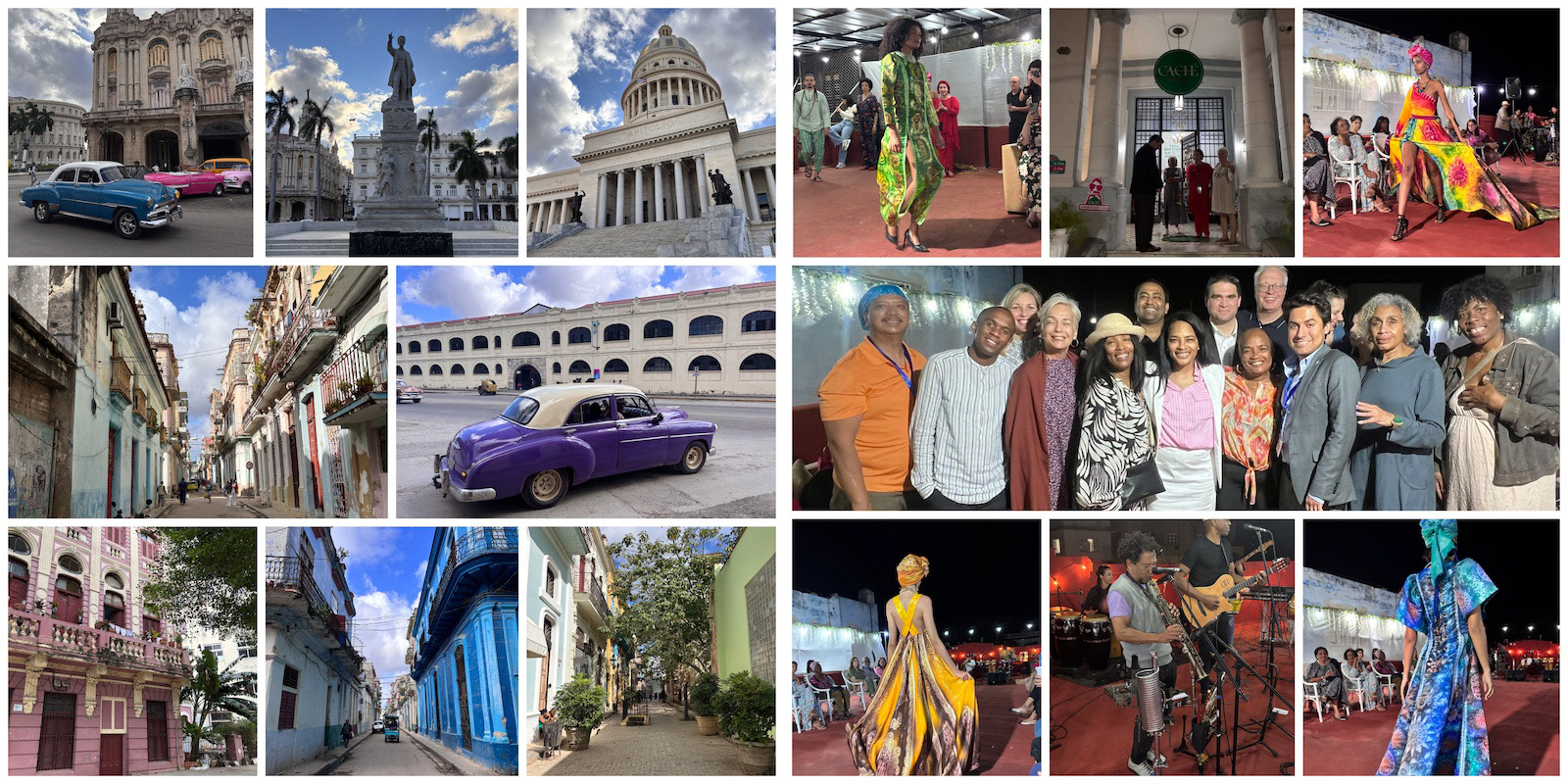 Havana’s historic district, a UNESCO World Heritage Site (left); Caché Creativa, a woman-led artisan shop that hosted a fashion show featuring handcrafted designs and a live concert celebrating local creativity and entrepreneurship (right)